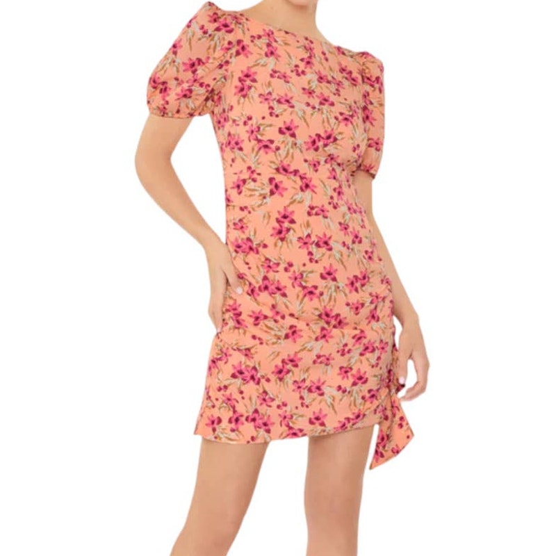 Likely Dress Cara Mini Puff Sleeve Floral Pink Size 12